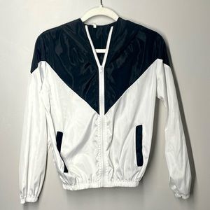 Petite/Juniors Black & White Track Jacket Hoodie